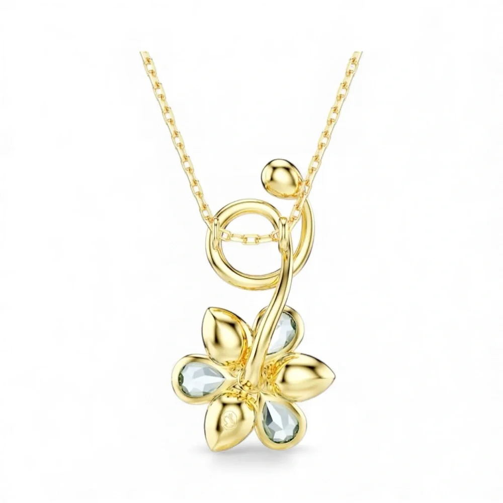 Swarovski Idyllia pendant Mixed cuts, Flower, Blue, Gold-tone plated NEW in box - Picture 4 of 9